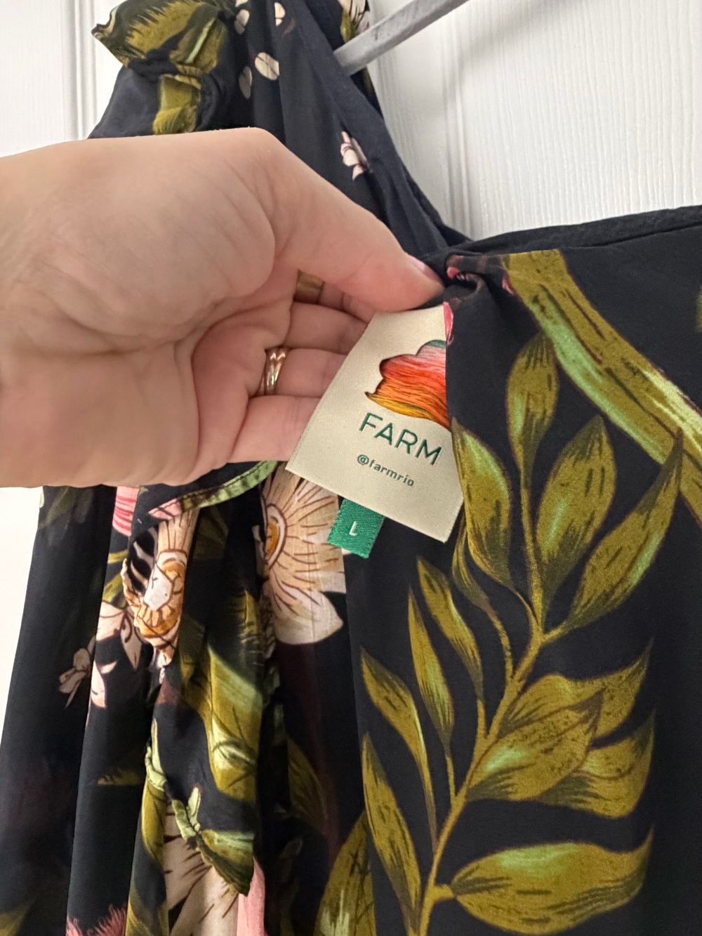 FARM Rio Black One-Shoulder Floral Maxi Dress with Pink & Green Blooms - Picture 3 of 3
